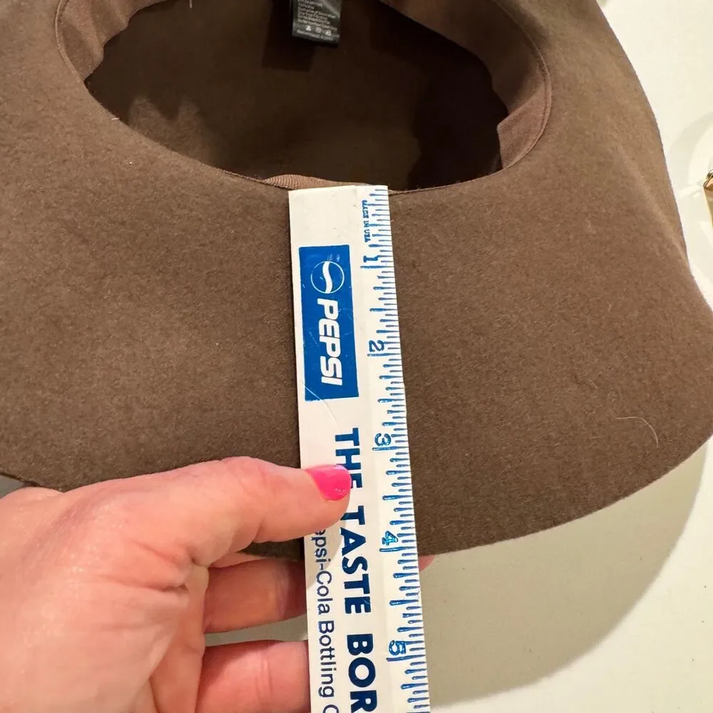 D&Y Floppy Brown Wool Beach Hat Leather Band One Size